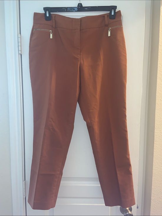 Chaus Pants - Chaus Rust Straight-Leg Ponte Pants with Zip Accents